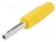 Connector: 4mm banana; plug; 10A; 60VDC; yellow; non-insulated DELTRON