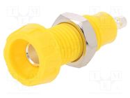 Connector: 4mm banana; socket; 10A; 50VDC; 28.5mm; yellow; 10mΩ DELTRON