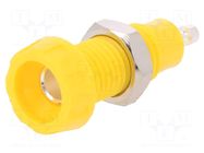 Connector: 4mm banana; socket; 50VDC; 10A; 28.5mm; yellow; soldered DELTRON