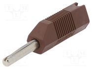 Connector: 4mm banana; plug; 16A; 50VDC; brown; for cable; 2.5mm2 DELTRON