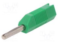 Connector: 4mm banana; plug; 16A; 50VDC; green; for cable; 2.5mm2 DELTRON