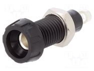 Connector: 4mm banana; socket; 10A; 250VAC; 28.5mm; black; soldered DELTRON