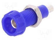 Connector: 4mm banana; socket; 10A; 250VAC; 28.5mm; blue; 10mΩ DELTRON