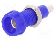 Connector: 4mm banana; socket; 250VAC; 10A; 28.5mm; blue; soldered DELTRON