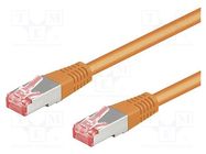 Patch cord; S/FTP; 6a; stranded; Cu; LSZH; orange; 0.25m; 27AWG Goobay