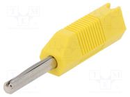 Connector: 4mm banana; plug; 16A; 50VDC; yellow; for cable; 2.5mm2 DELTRON