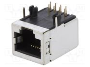 Connector: RJ45; socket; PIN: 8; Cat: 5; shielded; gold-plated; THT AMPHENOL COMMUNICATIONS SOLUTIONS