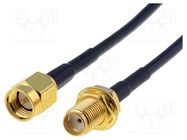 Cable; 0.1m; SMA male,SMA female; black; 50Ω BQ CABLE