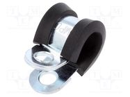 Fixing clamp; ØBundle : 9mm; W: 12mm; steel; Cover material: EPDM 