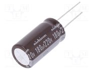 Capacitor: electrolytic; THT; 180uF; 220VDC; Ø16x31.5mm; ±20% NICHICON