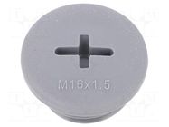 Stopper; M16; 1.5; polyamide; dark grey; Thread: metric; 7mm; 10pcs. ALPHA WIRE