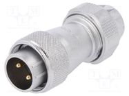 Plug; WF20; male; PIN: 2; IP67; 9÷10.5mm; 25A; soldering; for cable WEIPU