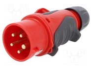 Connector: AC supply 3-phase; plug; male; 16A; 400VAC; IEC 60309 PCE