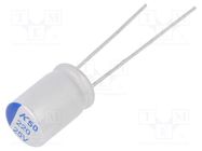 Capacitor: polymer; low ESR; 220uF; 25VDC; ESR: 25mΩ; THT; ±20%; A755 KEMET