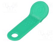 Pellet memory holder in a keychain; green 