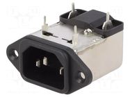 Connector: AC supply; socket; male; Inom: 6A; Ir: 0.35mA; 250VAC ROXBURGH EMC