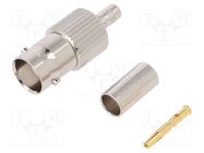 Connector: BNC; plug; female; straight; 50Ω; crimped; for cable; POM AMPHENOL RF