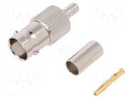 Connector: BNC; plug; female; straight; 50Ω; crimped; for cable; POM AMPHENOL RF
