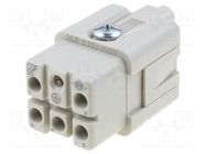 Connector: HDC; contact insert; female; CQ; PIN: 6(5+1); 5+PE; 16A ILME