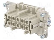 Connector: HDC; female; PIN: 10; size 10; contact insert; 500V; 16A WIELAND