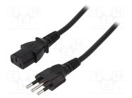 Cable; 3x0.75mm2; CEI 23-50 (L) plug,IEC C13 female; PVC; 1.8m 