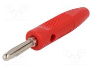 Connector: 4mm banana; plug; 16A; 50VDC; red; for cable; 2.5mm2 DELTRON