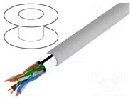 Wire; F/UTP; 4x2x24AWG; 5e; wire; Cu; PVC; grey; 100m; Øcable: 6.5mm DIGITUS