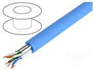 Wire; U/FTP; 4x2x23AWG; 6a; wire; Cu; LSZH; blue; 500m; Øcable: 7mm DIGITUS