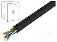 Wire; U/UTP; 4x2x24AWG; 5e; industrial Ethernet; wire; Cu; PE; black DIGITUS