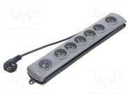 Plug socket strip: protective; Sockets: 6; 230VAC; 10A; grey; 1.8m QOLTEC