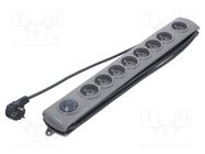 Plug socket strip: protective; Sockets: 8; 230VAC; 10A; grey; 3m QOLTEC