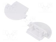 Cap for LED profiles; white; 2pcs; ABS; with hole; GROOVE14 TOPMET