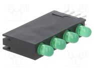 LED; in housing; 3mm; No.of diodes: 4; green; 10mA; 40°; 2.2÷2.5V 