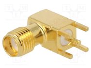 Connector: SMA; socket; female; angled 90°; 50Ω; THT; on PCBs; PTFE MOLEX