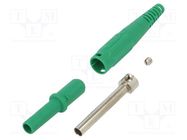 Connector: 4mm banana; socket; 32A; 1kV; green; on cable; insulated STÄUBLI