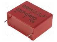 Capacitor: polypropylene; 2.2uF; Uoper: 400VDC; Uoper max: 400VDC WIMA