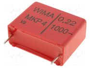Capacitor: polypropylene; 220nF; Uoper: 1kVDC; Uoper max: 1kVDC WIMA