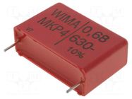 Capacitor: polypropylene; 680nF; 11x21x31.5mm; THT; ±10%; 27.5mm WIMA