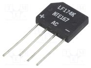 Bridge rectifier: single-phase; Urmax: 200V; If: 2A; Ifsm: 60A; flat NTE Electronics