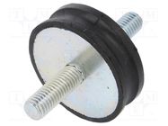 Vibration damper; M10; Ø: 50mm; rubber; L: 15mm; Thread len: 28mm ELESA+GANTER