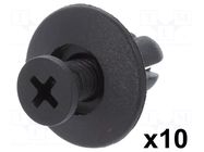 Rivet; polyamide; black; dismountable,push-in; Ømount.hole: 7.5mm ROMIX