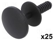 Rivet; 25pcs; L: 18.4mm; polyamide; black; Ømount.hole: 6mm 