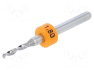 Drill bit; Ø: 1.8mm; carbon steel; PCB; 1/8" (3,175mm) BUNGARD