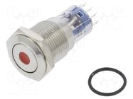 Switch: vandal resistant; DPDT; 3A/250VAC; IP67; ON-(ON); red BULGIN