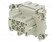 Connector: HDC; female; HE; PIN: 6; 16A; 500V; 6+PE; size 3; crimped TE Connectivity