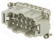 Connector: HDC; contact insert; male; HE; PIN: 10; 10+PE; size 4; 16A TE Connectivity