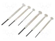 Kit: screwdrivers; precision; Phillips,slot; box; 6pcs. ENGINEER