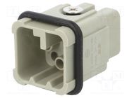 Connector: HDC; male; HD; PIN: 8; size 1; w/o contacts; 10A; 50V TE Connectivity