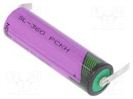 Battery: lithium (LTC); 14505; 3.6V; 2400mAh; non-rechargeable TADIRAN