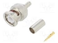 Connector: BNC; plug; male; straight; 50Ω; crimped; for cable; POM AMPHENOL RF